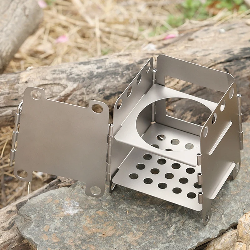 

Pure Titanium Ultra Light Solid Alcohol Stove Mini Foldable Camping Fishing Hiking Alcohol Burner Alcohol Folding Stove