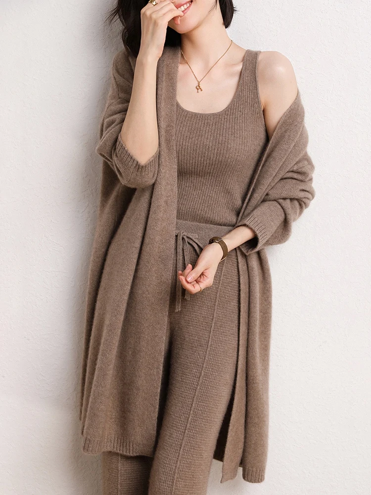 Pure cashmere camisole round neck one-line forming knitted cashmere bottoming shirt