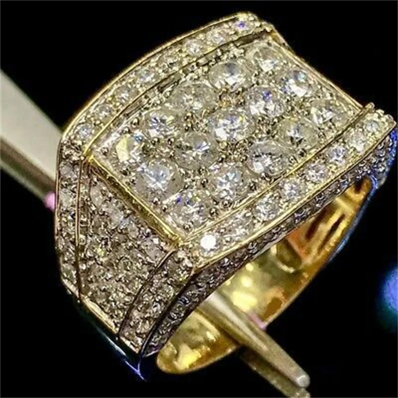 

Exquisite Qualities Gold Colors Rings for Women Trendy Metal Inlaid White Zicron Wedding Engagement Jewelry