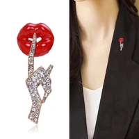fashion sexy red lip brooch for women girls cute pin bijouterie high quality corsage personality wedding jewelry 2022 new trend