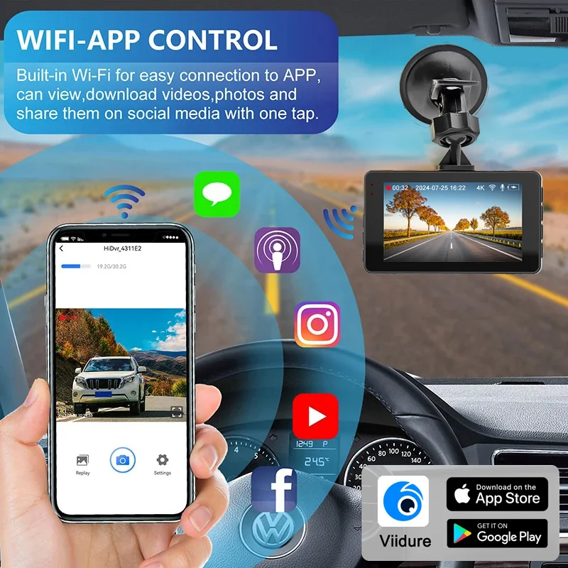 4K ADAS Видеорегистратор ночного видения спереди 2160P с задней панелью 1080P