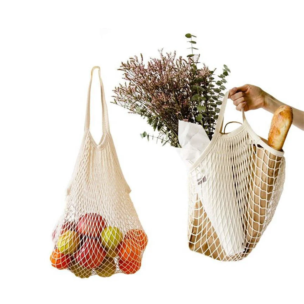 

Портативные многоразовые сумки для продуктов, сумка для фруктов и овощей, моющаяся хлопковая сетчатая сумка-Органайзер на шнурке, сумка-тоут с короткими ручками
