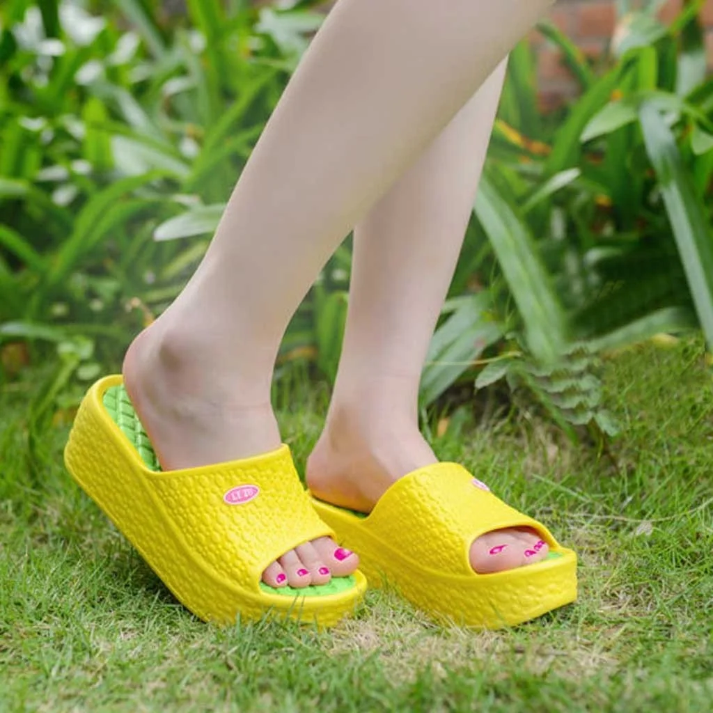 

Thick Soles Fashion Women Slippers Platform Wedges High Heel Solid Casual Slippers Indoor Outdoor Pool Beach Bath Slides Sandals