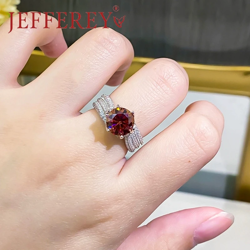 S925 Серебряное трехрядное кольцо с бриллиантом из муассанита инкрустированное 5CT