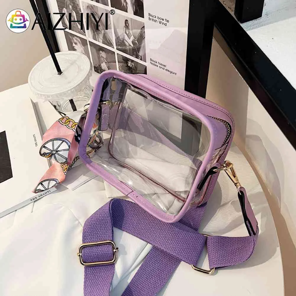 

Женская сумка через плечо, прозрачная сумка из ПВХ для подмышек, модная повседневная Регулируемая Портативная сумка с лентой без подкладки ...