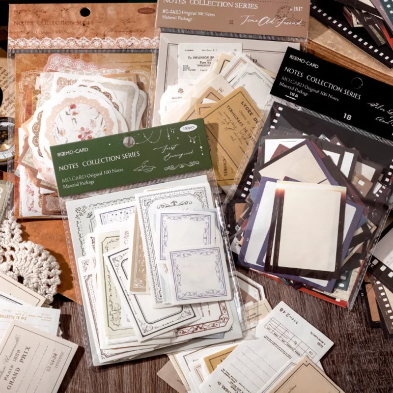 

100Sheet Material DIY Paper Journal Scrapbooking Cards Retro Plant Background Material Decoration Paper Crafts Cards New