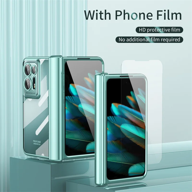 

Clear Magnetic Hinge Electroplated Folding Tempered Glass Phone Case for OPPO Find N2 Shell with Touch Pen