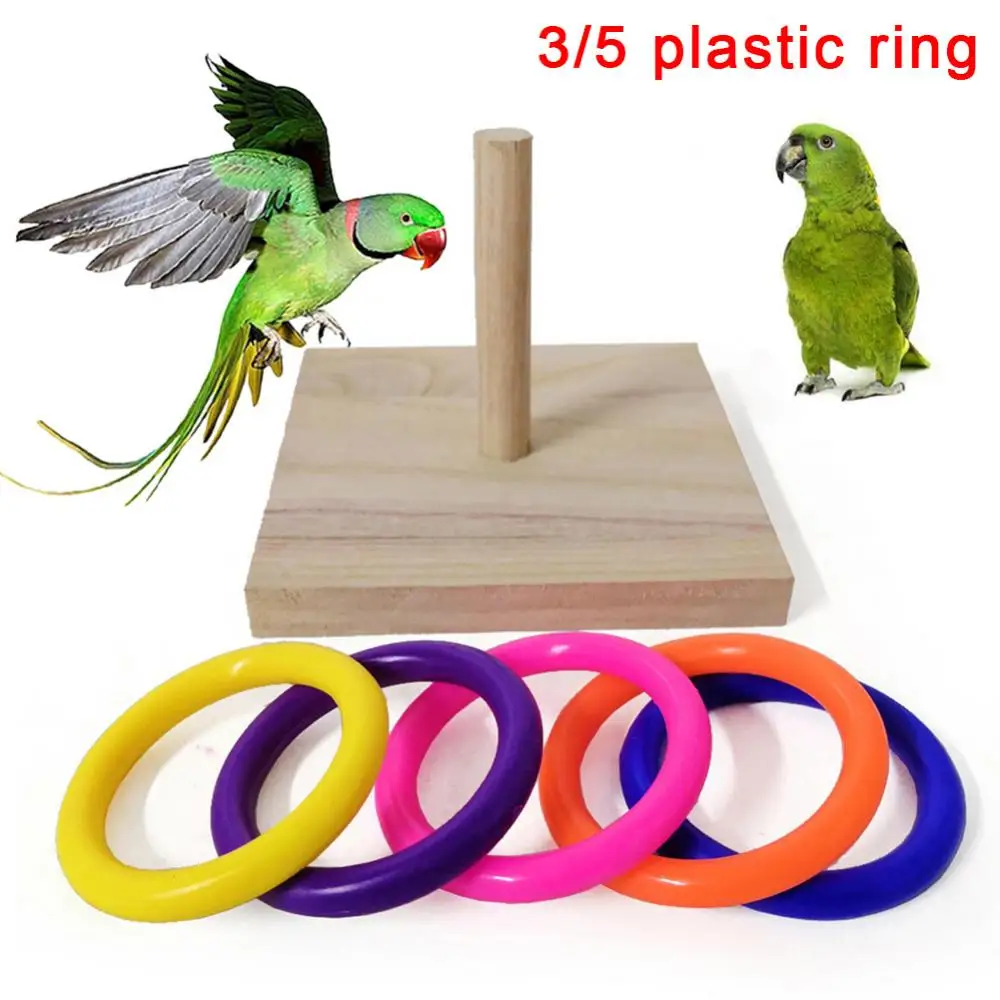 

Educational Pet Bird Parrot Wooden Board Plastic Ring Training Loop Chew Toy