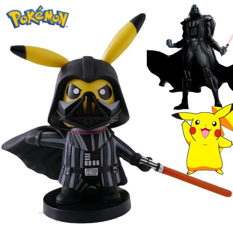 

10CM Pokemon Pikachu Cosplay Black Knight Figure Star Wars Periphera Toys Cute PVC Model For Kids Birthday Christmas Gift