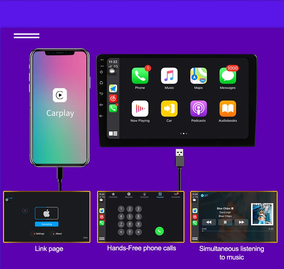 Автомобильный мультимедийный проигрыватель на Android 11 с GPS-экраном и поддержкой