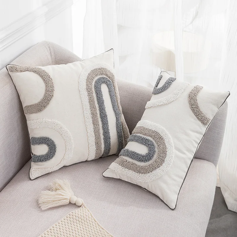 

Sofa Living Room Decoration Gift Cushion Cover 45x45 Square Bed Throw Pillow Covers Around Polyester Linen Velvet Abstract E0458