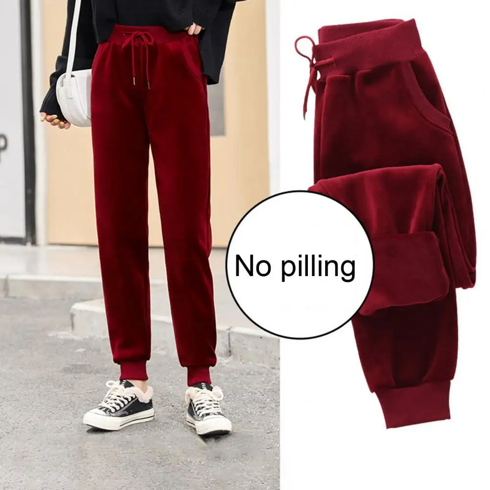 

Warm Trendy Leisure Women Pants Drawstring Lady Trousers Soft for Home