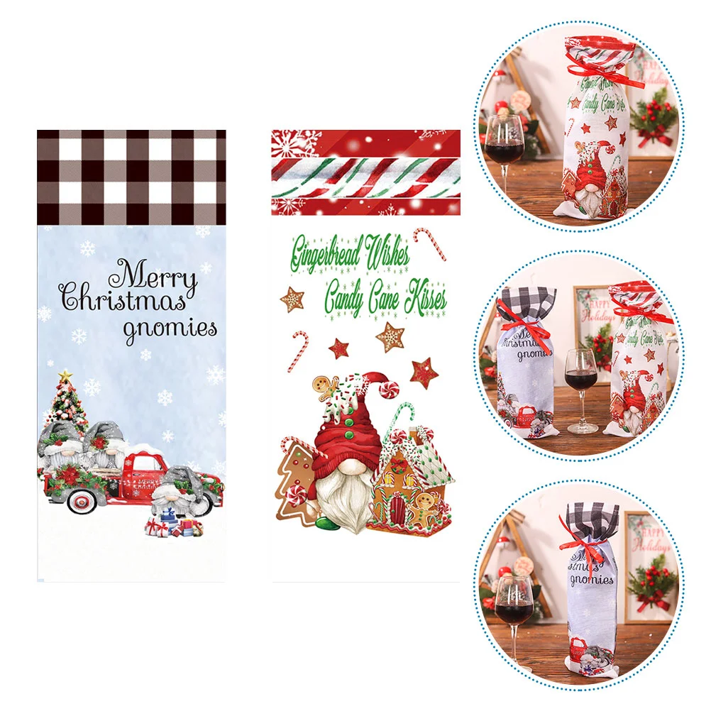 

2 Pcs Decor Decorative Christmas Delicate Bottle Cover Supply Household Foldable Sleeve Cloth Protector Covers