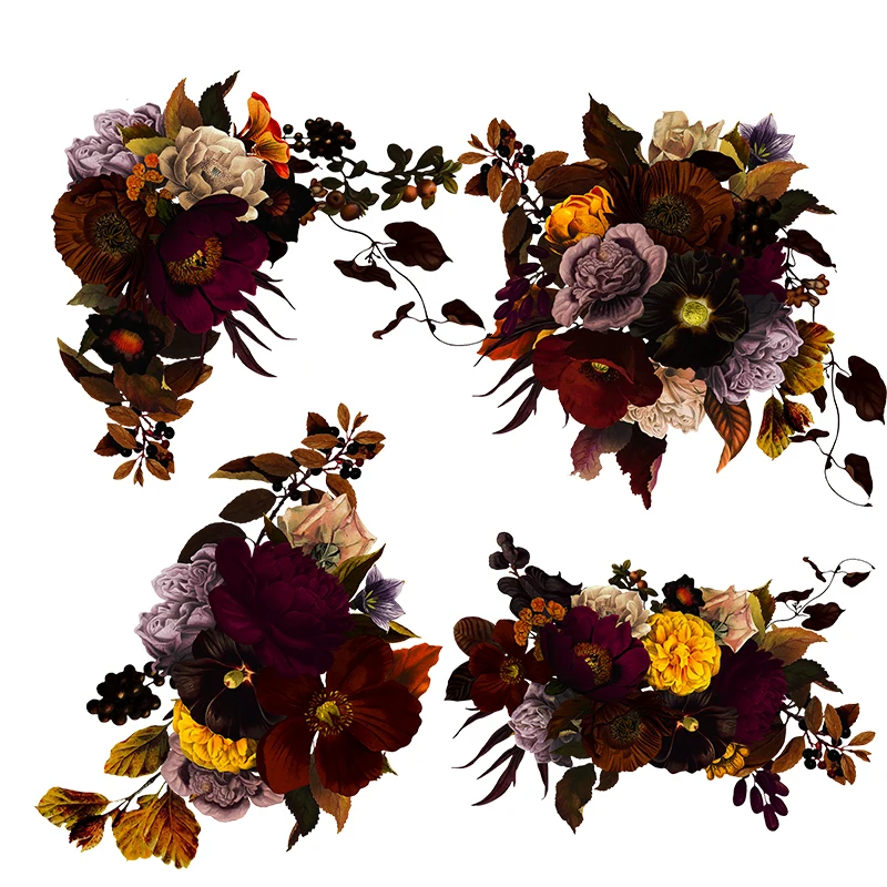 

QCF222 Mysterious dark bouquet classical European decorative style Decal