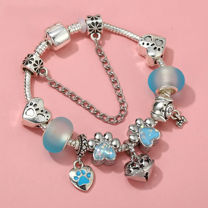 

Love Bell Blue Woman Bracelet Fit Pandora DIY S925 Silver Chain Beads Original Jewelry Handmade Accessories Wholesale