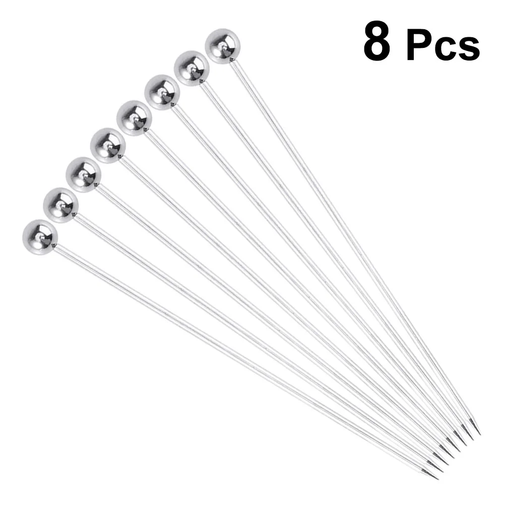 

8 Pcs Mixed Olives Fruit Picks Home Stainless Steel Cocktail Stirring Sticks Set Party