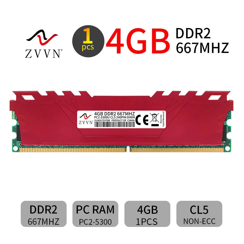 

ZVVN 4 Гб DDR2 667 МГц PC2-5300U 240Pin DIMM intel Desktop Memory SDRAM 4GBMQ