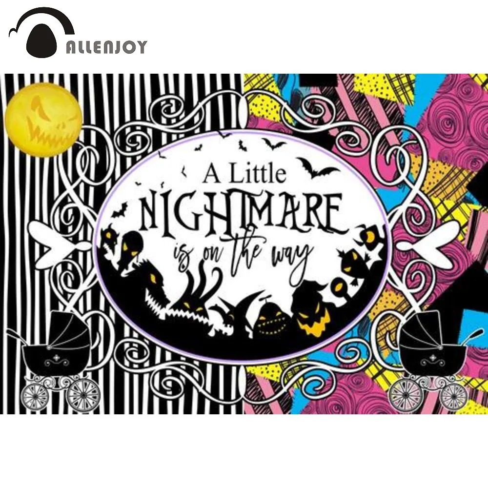 

Allenjoy маленький кошмар на пути детский душ фон Хэллоуин Тыква Детский костюм на день рождения вечерние принадлежности баннер