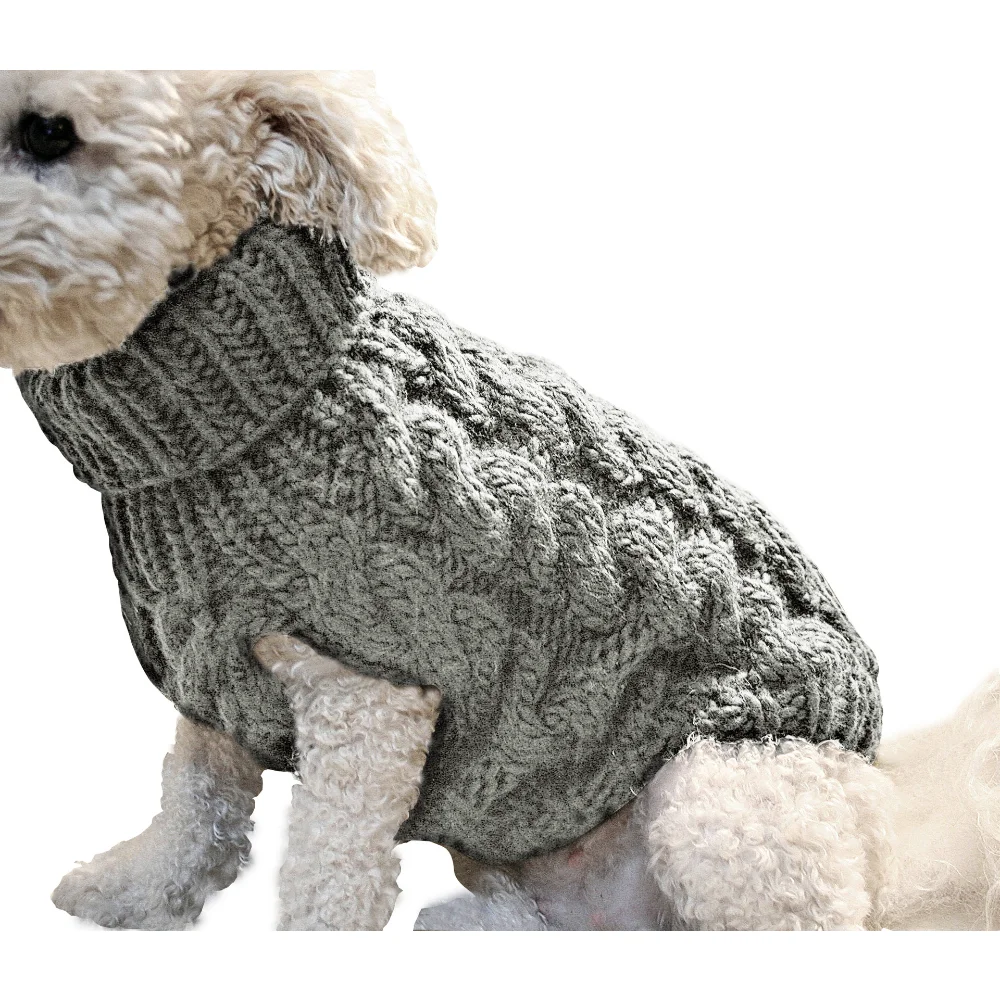 Pet Clothing Dog Winter Clothes Fall and Winter Cats and Dogs Solid Color Knit Dog Sweatshirt Winter Dog Clothes Pet Sweater