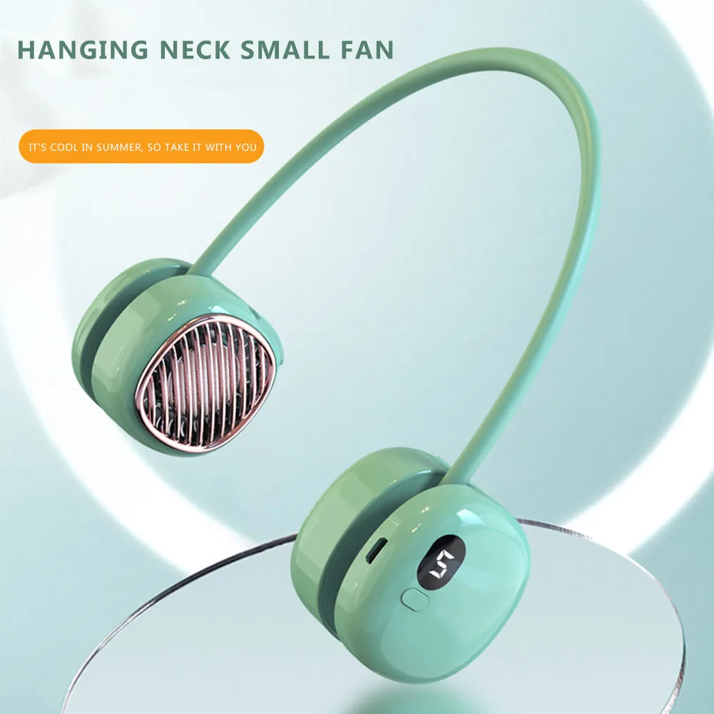 

Digital LCD Display Bladeless Fan 3000mAh USB Rechargeable Portable for Outdoor Cooling Wearable Mute Sports Neckband Fan