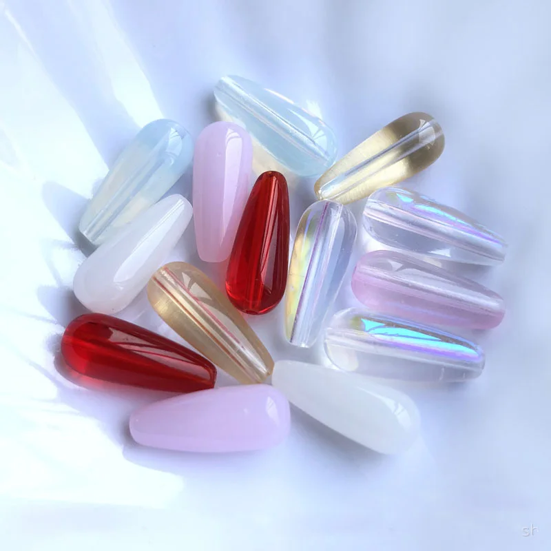 10pcs 19x9mm Teardrop Shape Lampwork Crystal Glass Loose Beads for Jewelry Making DIY Crafts Findings
