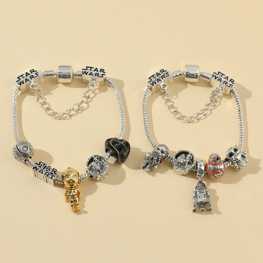 

Disney Classic Movie Star Wars Beads Bracelet Metal Enamel Pendant Bracelet Jewelry Movie Figure BB-8 Fashion Charm Bracelet