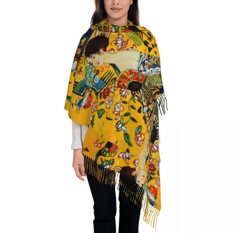 Женский шарф с кисточками Gustav Klimt