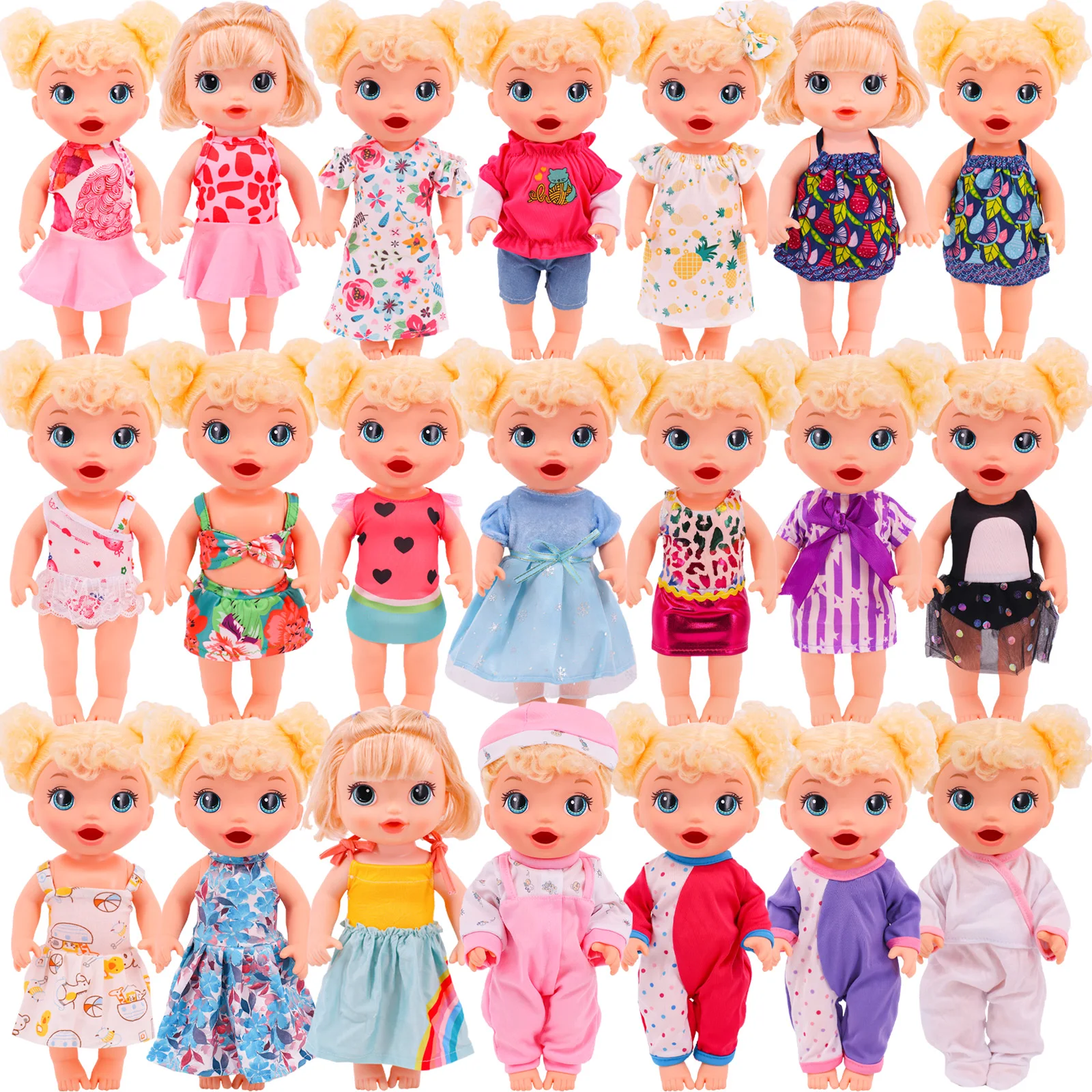 Doll Clothes For 12Inch Alive Baby Doll Print Cute Suspenders Dress&Siamese Suit Various Styles Clothes Accessories,Only Clothes