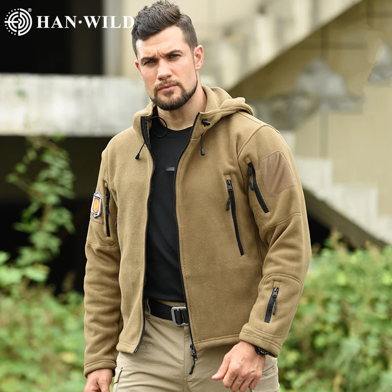 Мужская теплая флисовая куртка с капюшоном зимняя тактическая в стиле милитари