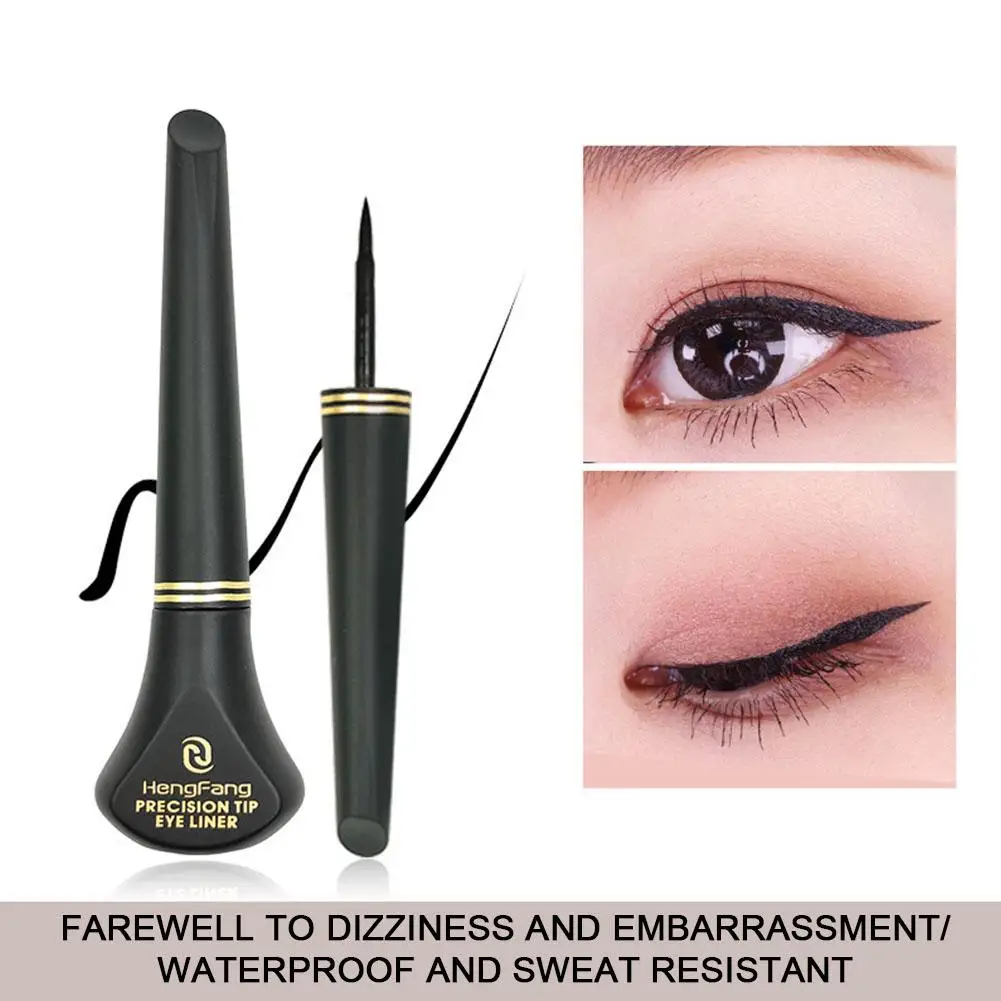 

2-in-1 Black Liquid Eyeliner Pen Stamp Pencil Waterproof Fast-Drying Eye Liner For Women Makeup Lasting Black Stamps Cosmet W8A3