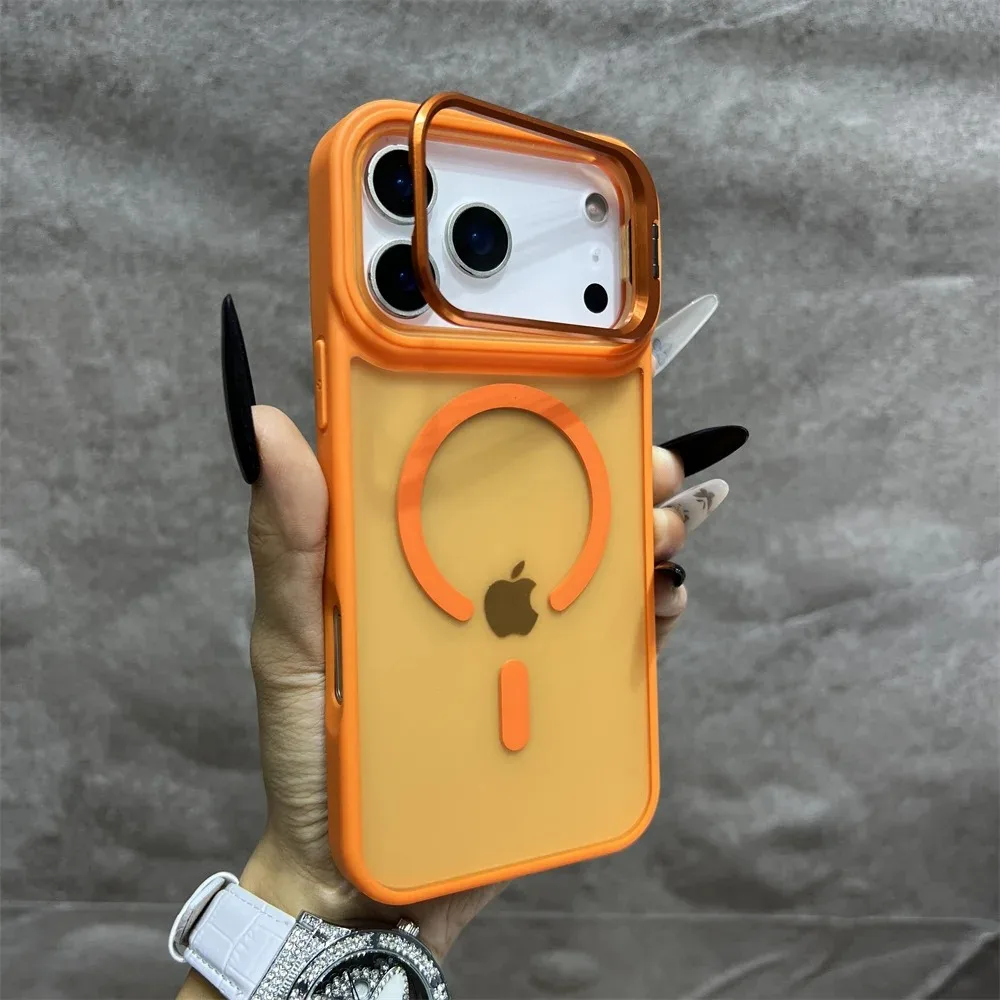 Фото Модный магнитный полупрозрачный чехол-подставка для iPhone 17, 16, 15 Pro Max с защитой камеры, чехлы-подставки для iPhone 14, 13, 17 Pro Max №2