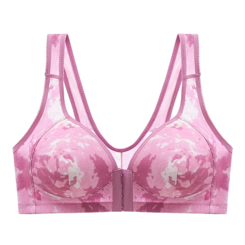 

Large Size Sexy Front Buckle Beautiful Back Push Up Ladies Bra Adjustable Side Bust No Steel Rings Ladies Underwear Bra