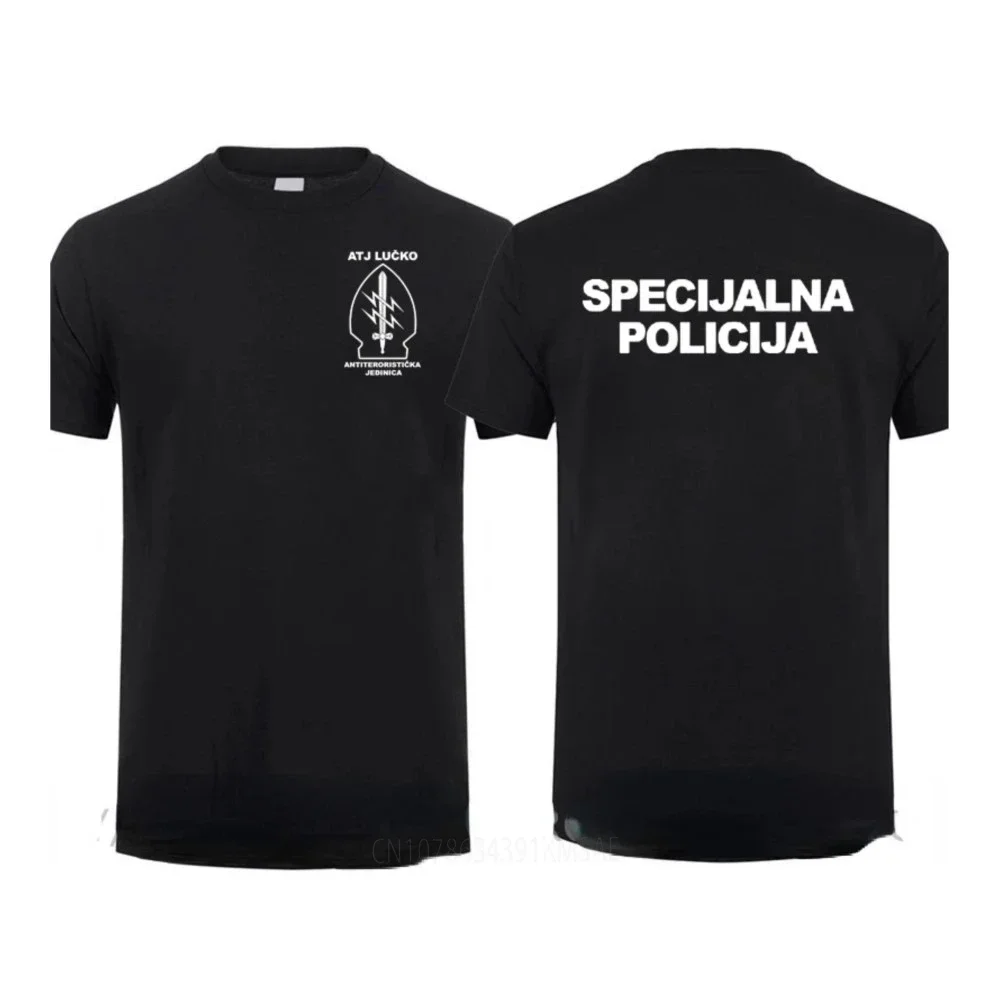 Мужская футболка с коротким рукавом ATJ LUCKO летняя повседневная надписью спецназ