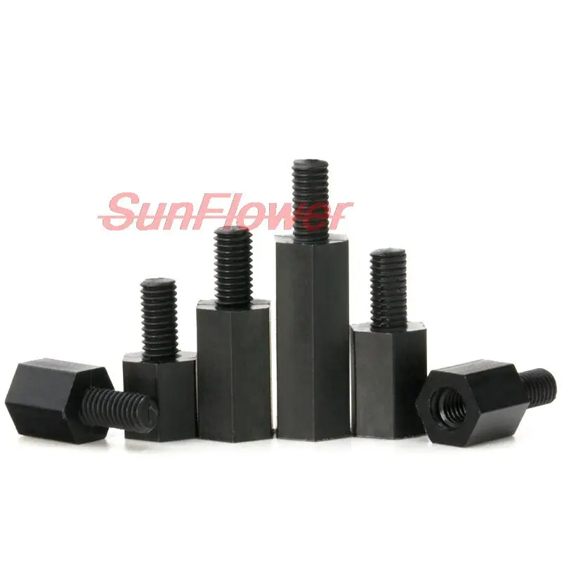50pcs M2 M2.5 M3 M4*L+6mm Thread Black / White Spacing Screw Plastic For PCB Motherboard Fixed Nylon Standoff Spacer Pillar |