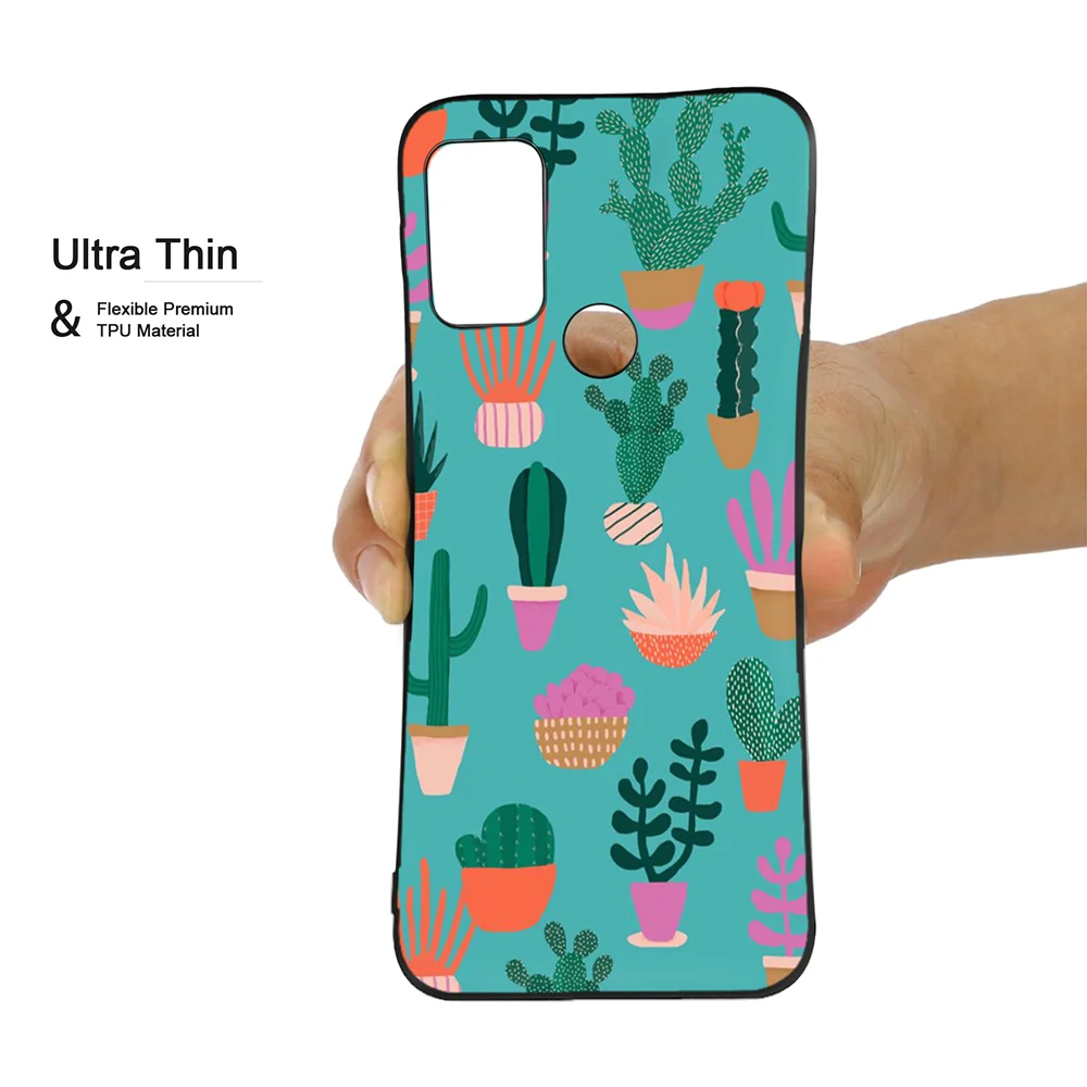 silicone black phone case for motorola moto g30 g9 play g40 fusion e7 e20 e40 e7 plus g20 g50 g60 succulent cactus covers coque free global shipping