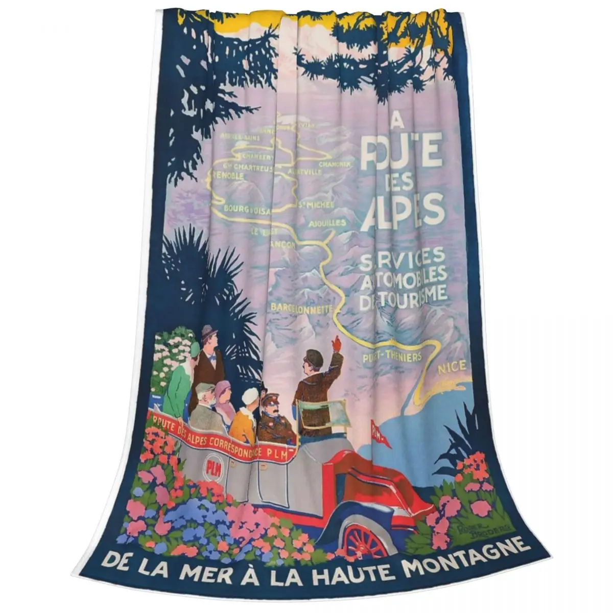 1920 Франция La Route Des Alpes PLM дорожное одеяло покрывало на кровать уличное мягкое для