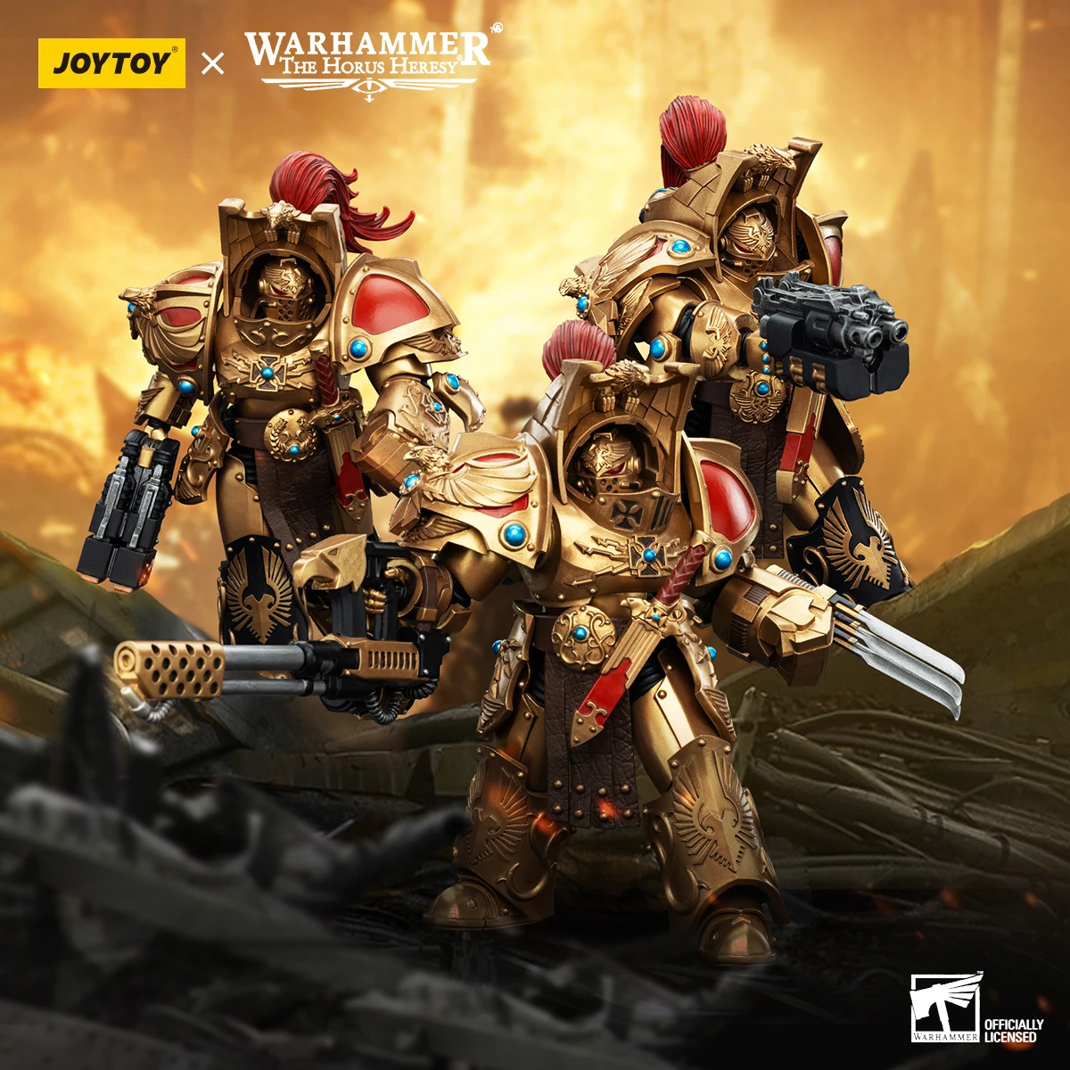 Фото Фигурки JOYTOY Warhammer 30K 1/18: Отряд Терминаторов Legio Custodes Aquilon, коллекционные модели для аниме-коллекций №2