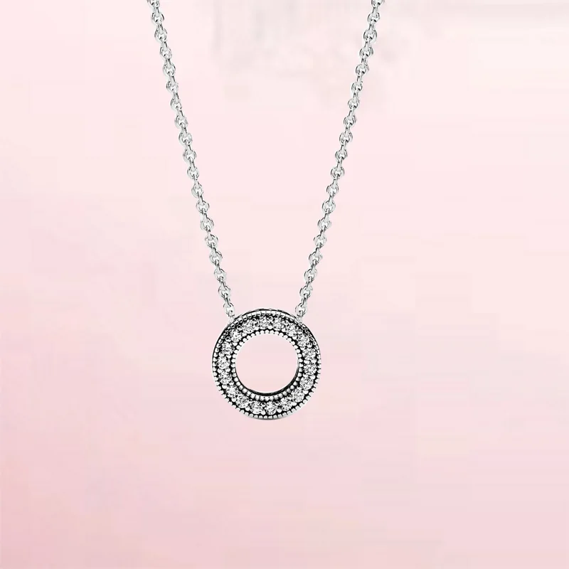 

Original 925 Sterling Silver Pandora Circle Necklace Halloween Best Gift DIY Jewelry Original Design Lady Charm Affordable Fashi