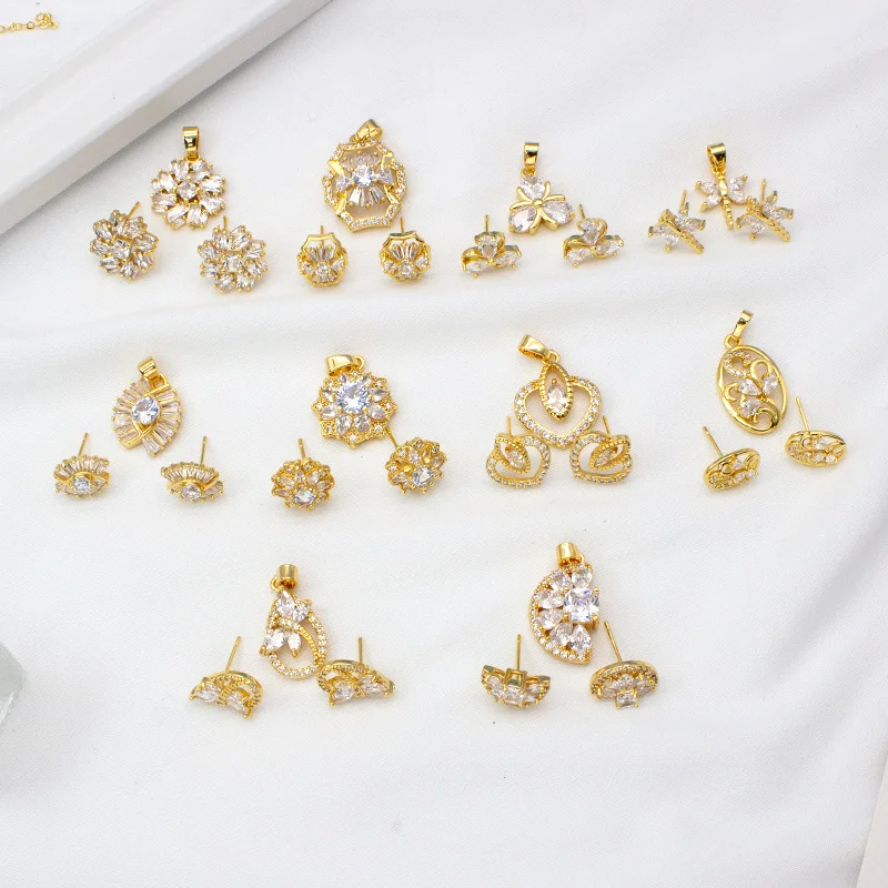 

Комплект из колье и серёг, с фианитом