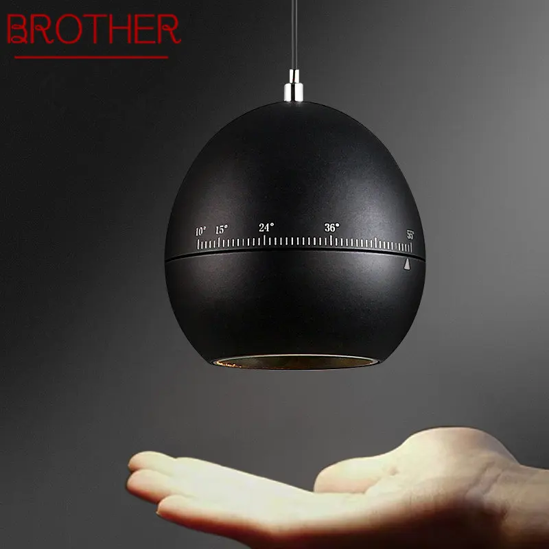 

BROTHER Modern Black Pendant Lamp LED Adjustable Focal Length Creative Design Bedside Hanging Light For Home Bedroom