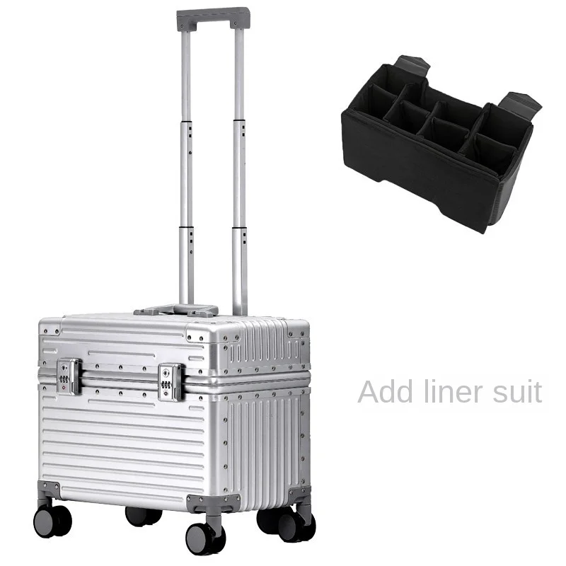 

Aluminum-Magnesium Alloy 20Inch Boarding Bag Photography Trolley Case Business Luggage Bag Universal Wheel Travel suitcase