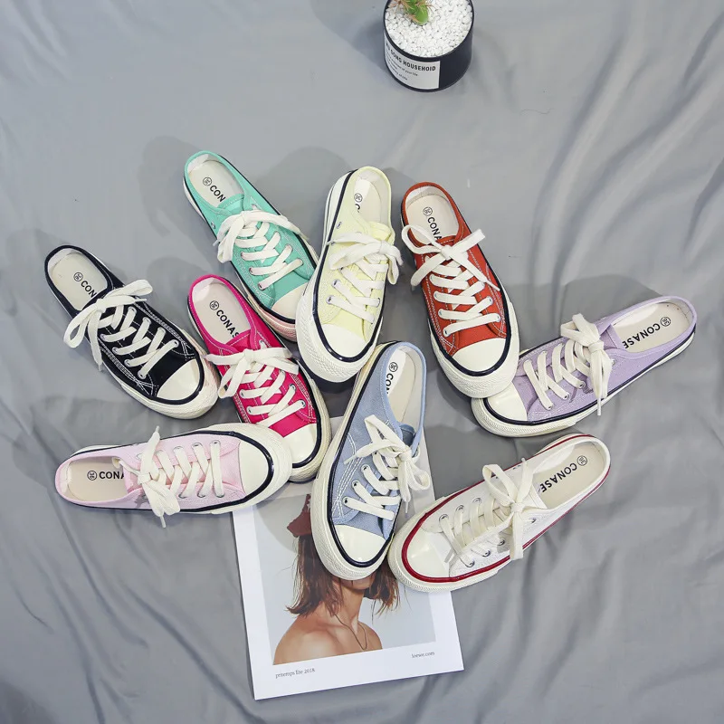 

Pink Women's Slip-On Canvas Shoes Black Flats White Sneakers Luxury Fashion Green Casual Female Sneakers Tennis Flat Shoe Girls