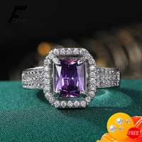 luxury ring 925 silver jewelry with amethyst zircon gemstone finger rings for women wedding promise party accessories wholesale