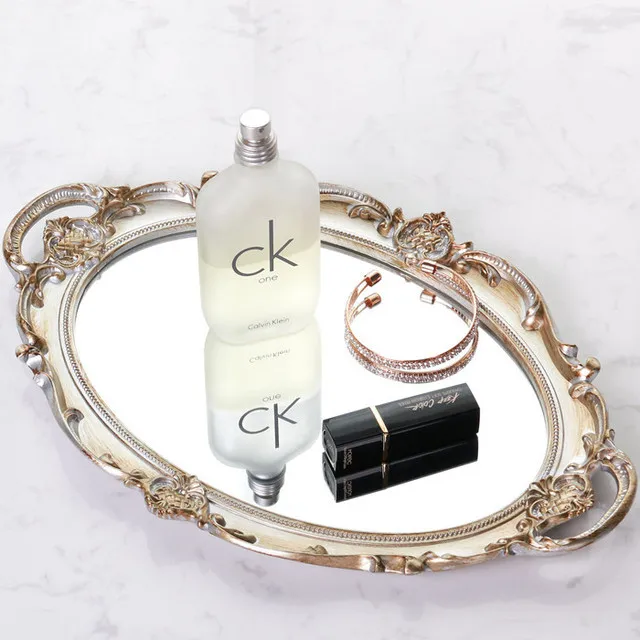 

Роскошные украшения для ювелирных изделий, поднос для хранения духов, овальная сервировочная тарелка для напитков, закуска, десерт, декорат...