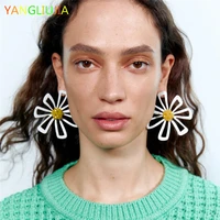 metal flowers spray paint earrings european american style personality fashion exaggerate stud earrings ms travel accessories