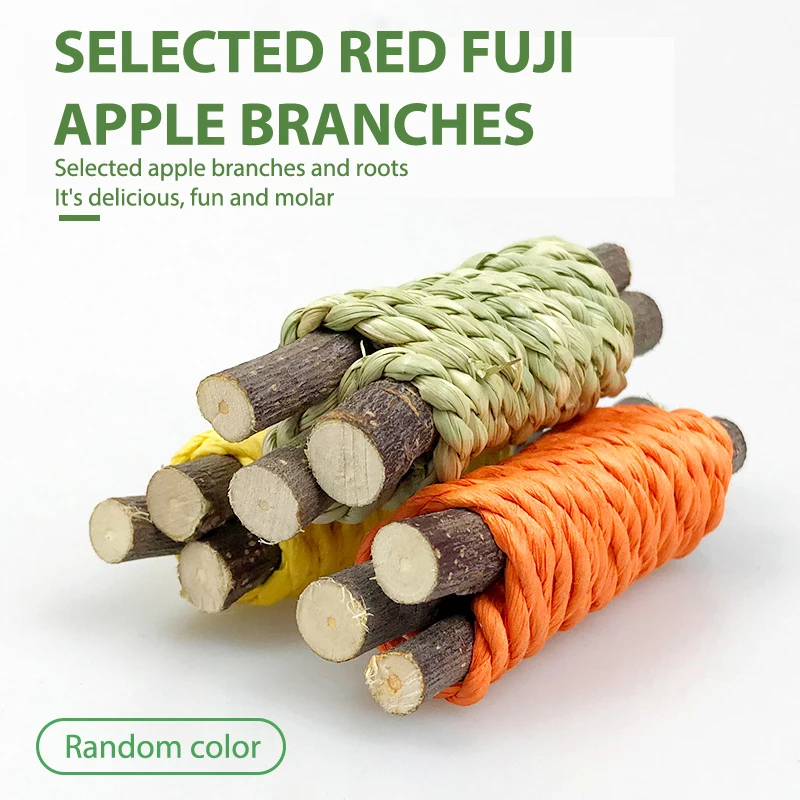 

Pet rabbit apple branch grass woven apple branch roll molar stick hamster