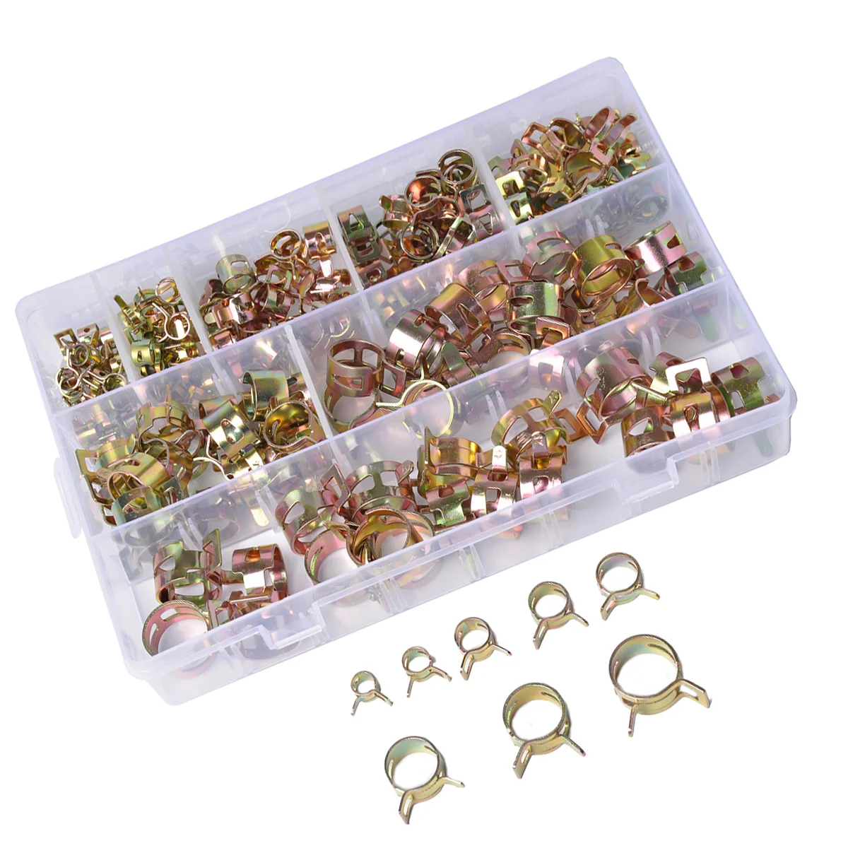 

160pcs 6-17mm 8 Size Car Spring Clip Fuel Line Hose Clip Water Pipe Air Tube Clamp Fastener