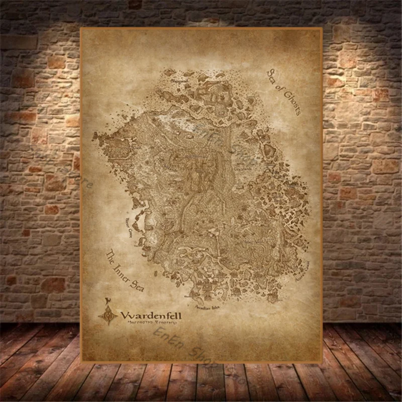 Skyrim Map Art Film Abstrait Moderne Toile Peinture Affiches Impressions Murales G Fisk pour Salon Chambre Décor À La Maison