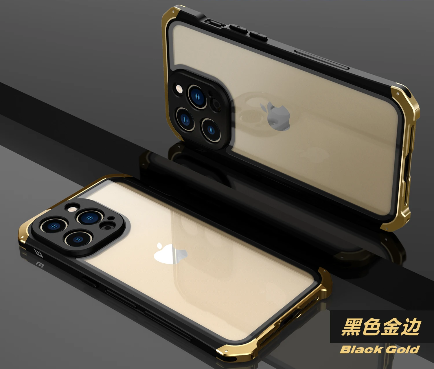 Luxury Shockproof Element Metal Glass Case For iPhone 13 12 11 Pro xs Max X XR 7 8 Plus Hard Aluminium Hybrid Plastic Back Cover