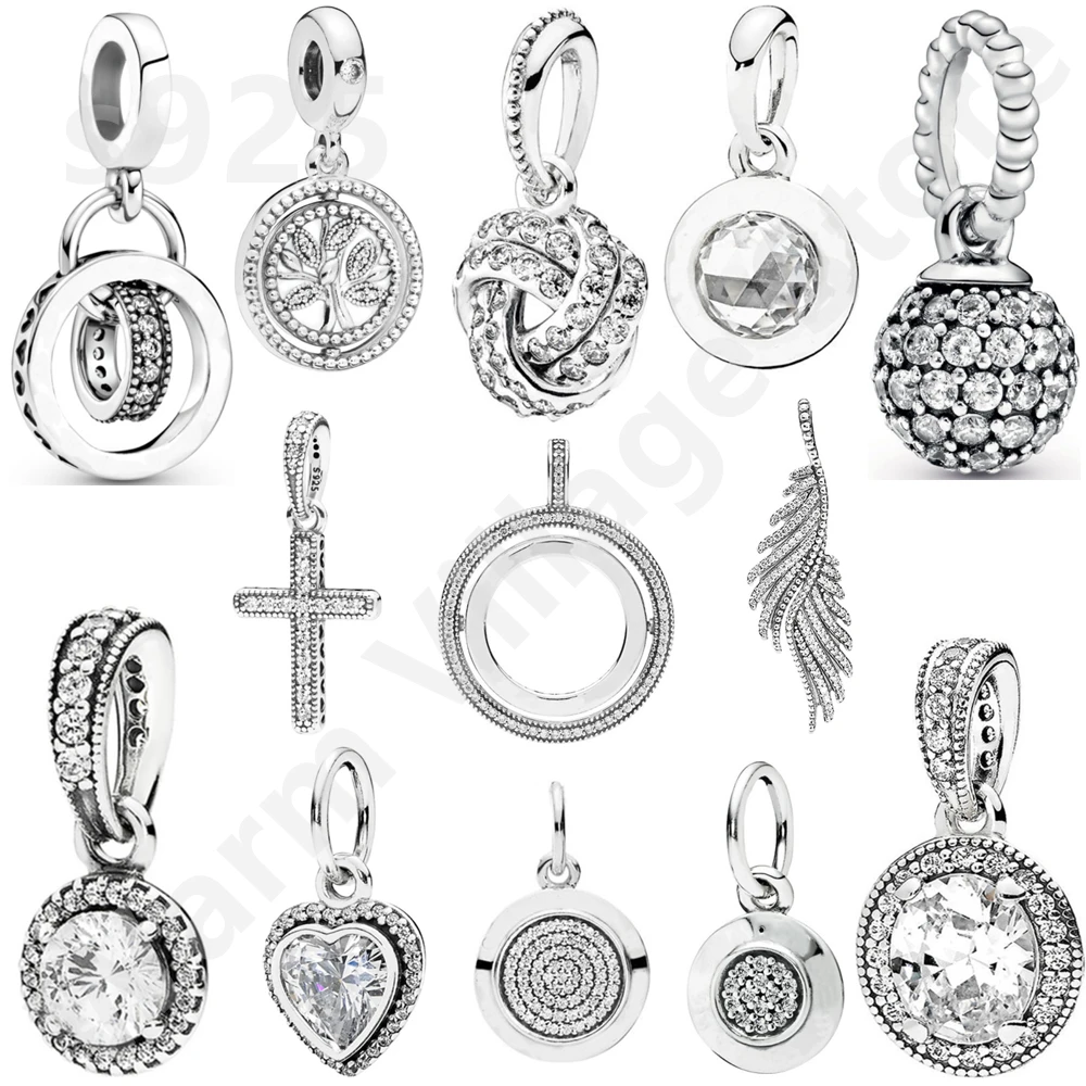 

925 Silver Lady Pendant Genealogy Heart-shaped Feather Charm Compatible with Original Pandora Bracelet DIY Brand New